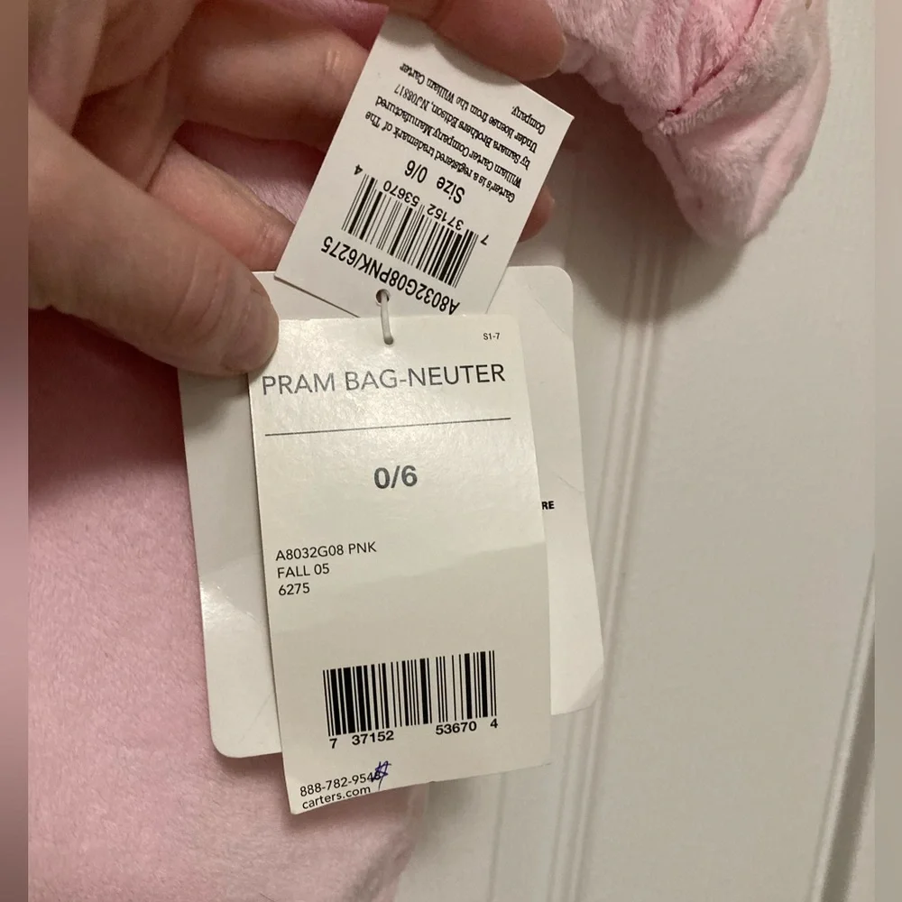 *Carter’s New Pink 0-6 Months Light Pink Velour Hooded Infant Snowsuit